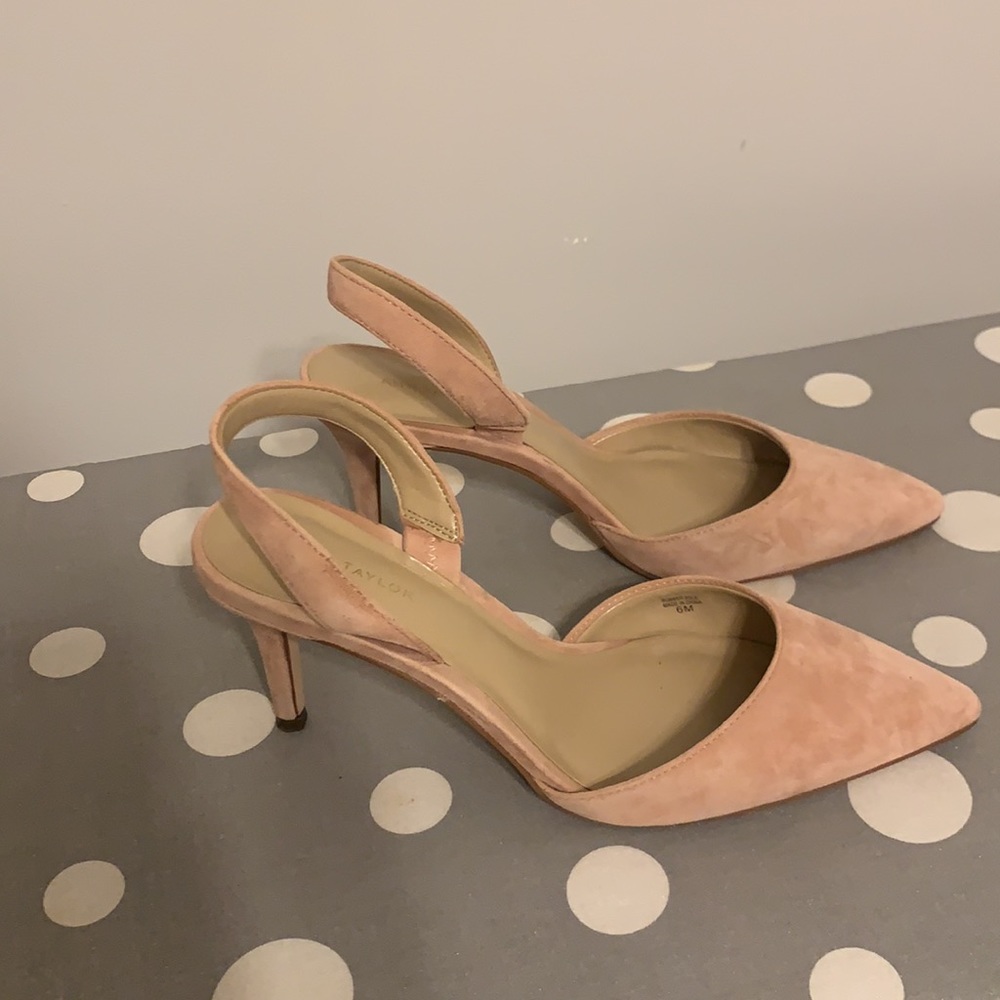 Ann Taylor Kerry Suede Slingback Pump 6, Paloma /Dusty pink - Picture 3 of 7